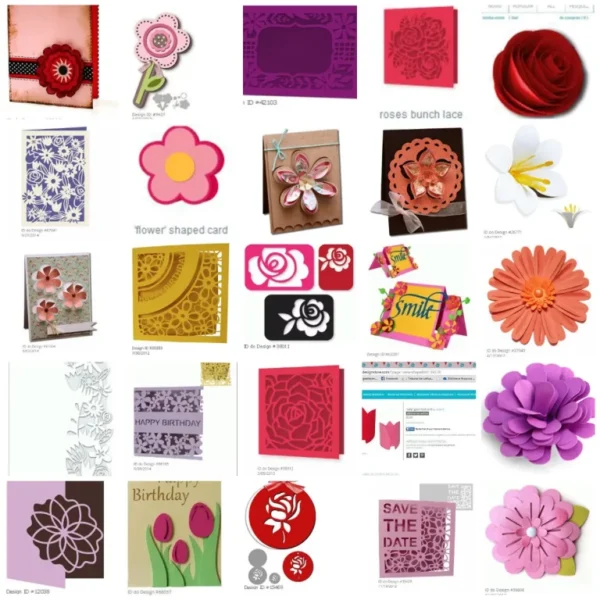 Itens personalizados de caixas e flores 3D em arquivo digital para Silhouette Studio.