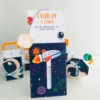 Moldes digitais de caixas e mimos no tema Astronauta nos formatos Studio e PDF para scrapfesta.