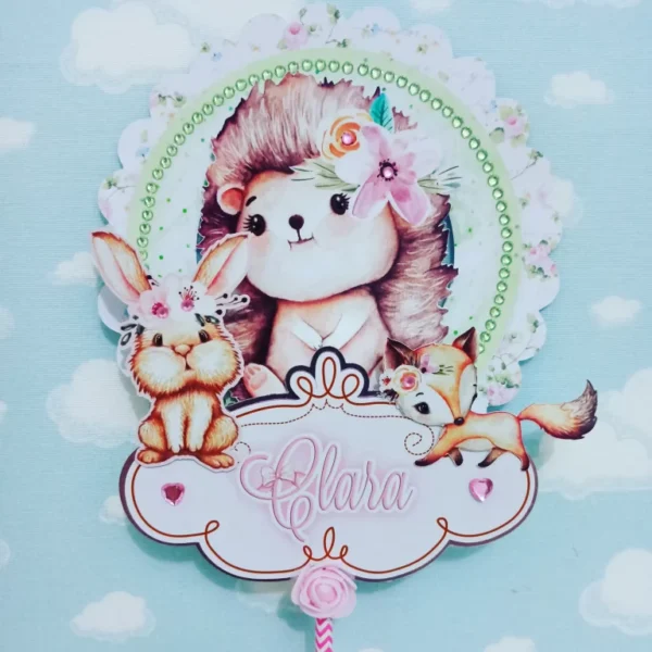 Elementos decorativos do tema Bosque Rosa em arquivos digitais Studio e PDF para recortar e imprimir.