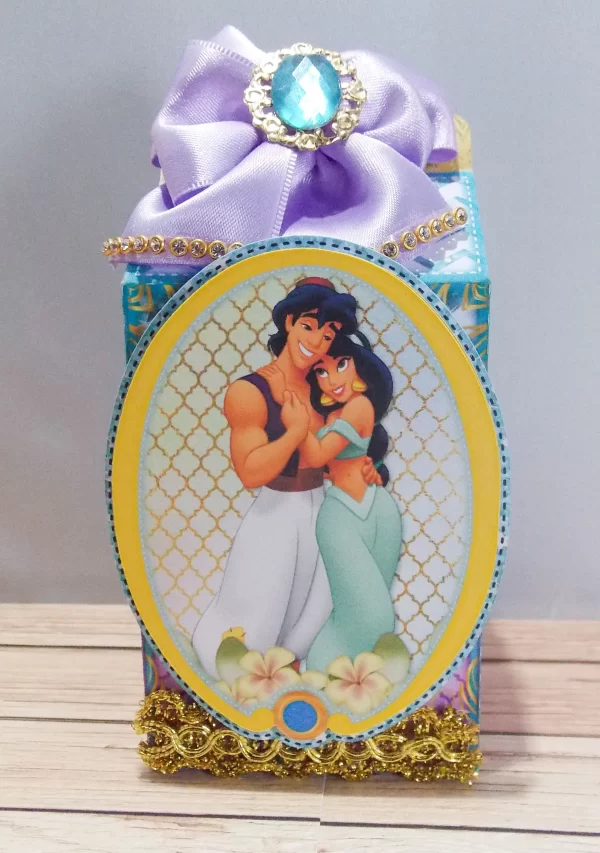 Moldes digitais de caixas e mimos no tema Princesa Jasmine nos formatos Studio e PDF para scrapfesta.