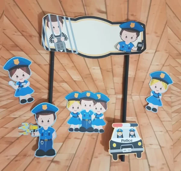 Itens personalizados para aniversário de Polícia em arquivo digital Studio e PDF.