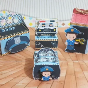 Kit de arquivos digitais para personalizados de aniversário tema Polícia com corte digital e manual.