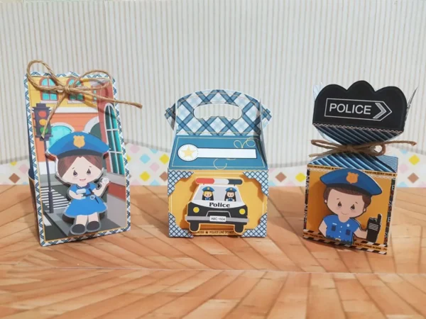 Topper de bolo e elementos de decoração tema Polícia prontos para imprimir e recortar.