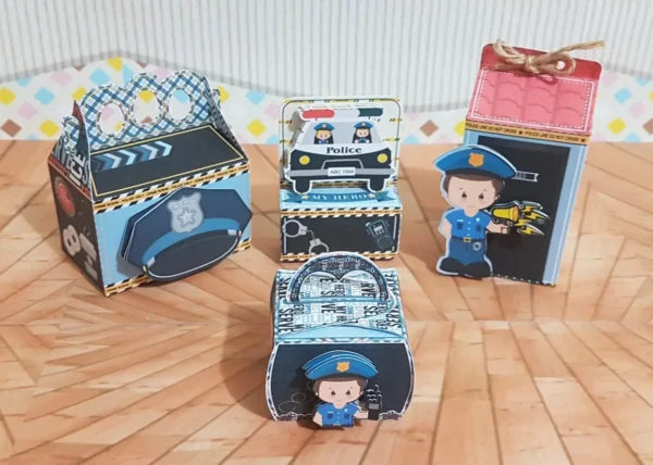 Kit de arquivos digitais para personalizados de aniversário tema Polícia com corte digital e manual.