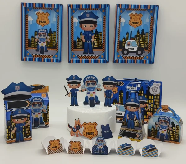 Arquivo digital de corte para itens de festa no tema Polícia em formato Silhouette Studio.