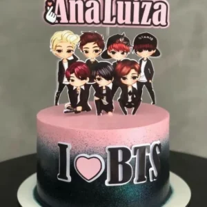 Arquivo digital de corte para topper de bolo no tema BTS em formato Silhouette Studio.