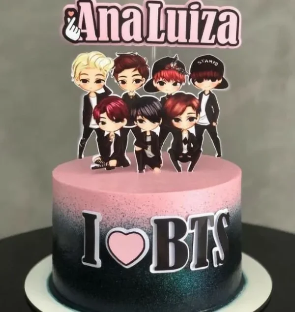 Arquivo digital de corte para topper de bolo no tema BTS em formato Silhouette Studio.