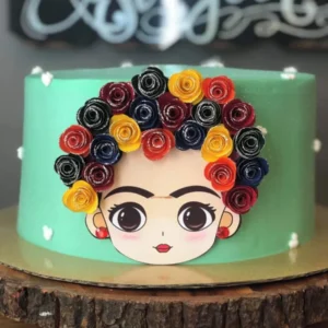 Arquivo digital de topo de bolo no tema Frida Kahlo em formato Silhouette Studio para scrapfesta.