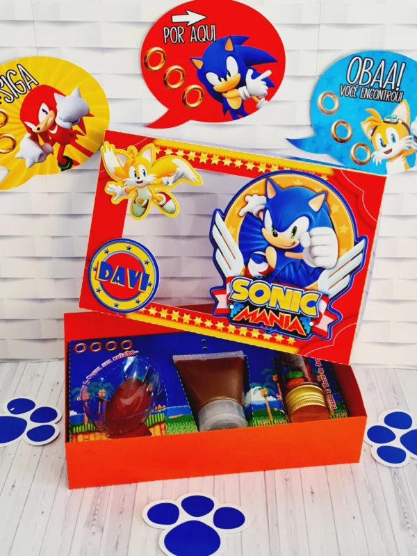 Topo de bolo com o Sonic de coelhinho e ovos para imprimir e recortar em Studio, PNG e PDF.