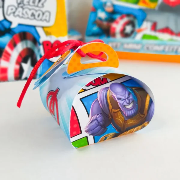 Itens de Páscoa e elementos de decoração tema Vingadores pronto para imprimir e recortar.