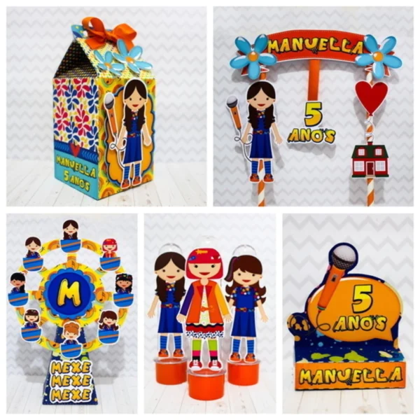 Kit digital de personalizados no tema Chiquititas em formato Silhouette Studio para papelaria de festa.