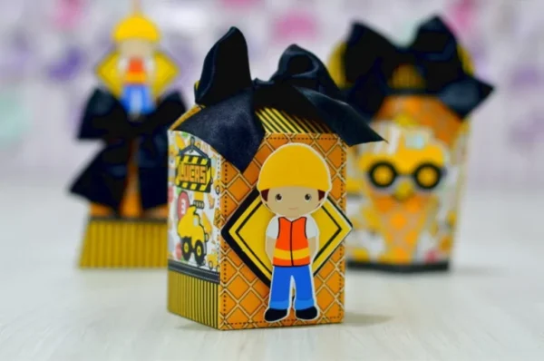 Itens personalizados para decoração de aniversário construção civil em arquivo digital Studio.