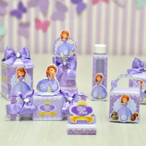 Arquivo digital de corte para itens de festa no tema Princesa Sofia em formato Silhouette Studio.