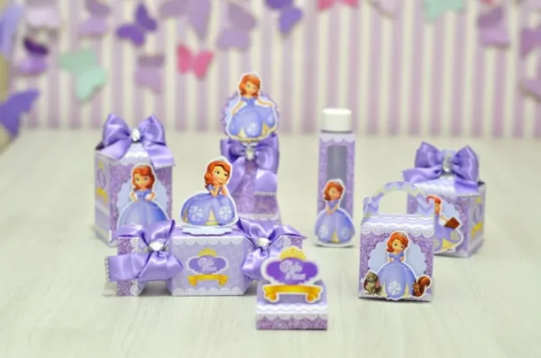 Arquivo digital de corte para itens de festa no tema Princesa Sofia em formato Silhouette Studio.