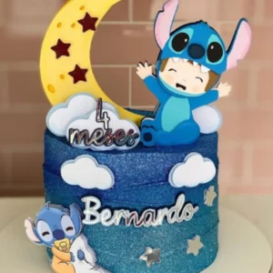 Arquivo digital de topo de bolo no tema Stitch Bebê em formato Silhouette Studio para papelaria personalizada.