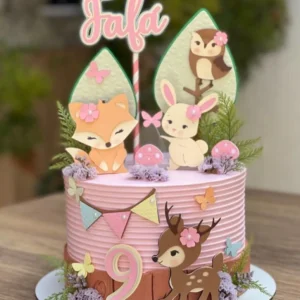 Topo de bolo para imprimir do tema Bosque Raposinha em formato Studio para decoração de festa infantil.