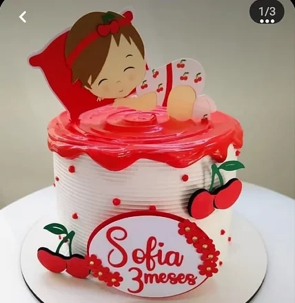 Arquivo digital de topo de bolo no tema Cerejinha em formato Silhouette Studio para scrapfesta.