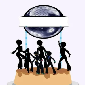 Arquivo digital de corte para topo de bolo no tema Discoteca em formato Silhouette Studio.