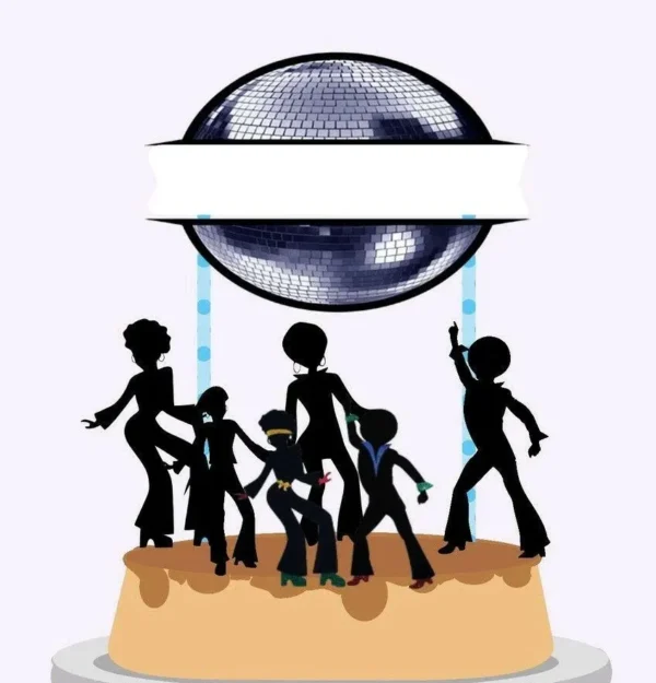 Arquivo digital de corte para topo de bolo no tema Discoteca em formato Silhouette Studio.