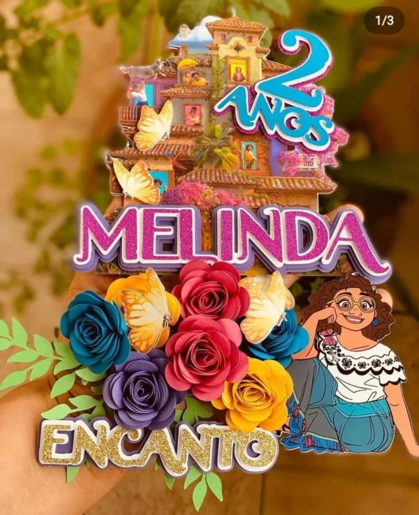 Arquivo digital de corte para topper de bolo no tema Encanto Disney em formato Silhouette Studio.
