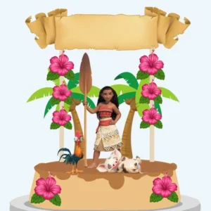 Arquivo digital de corte para topo de bolo no tema Moana em formato Silhouette Studio.