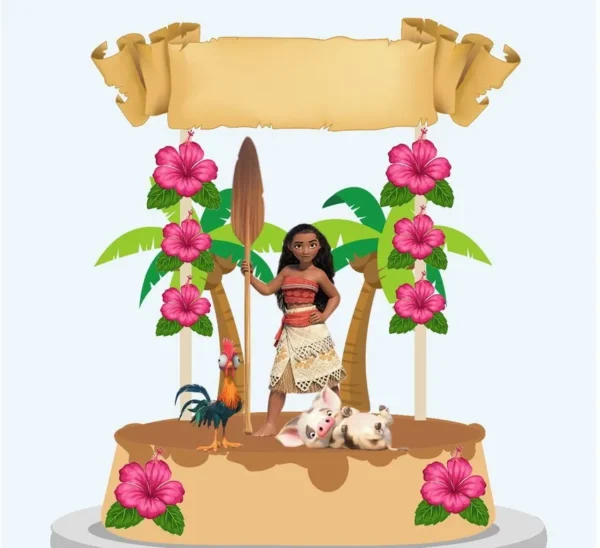 Arquivo digital de corte para topo de bolo no tema Moana em formato Silhouette Studio.