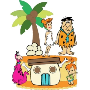Arquivo digital de topo de bolo no tema Os Flintstones em formato Silhouette Studio para scrapfesta.