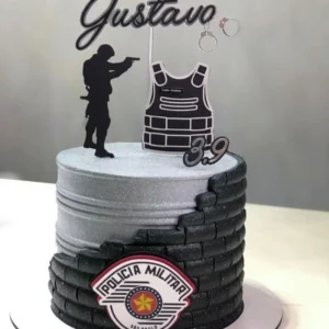 Arquivo digital de corte para topo de bolo no tema Polícia Militar em formato Silhouette Studio.