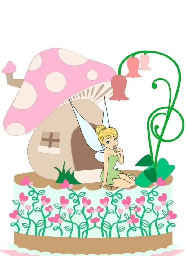 Topo de bolo para imprimir do tema Tinker Bell em formato Studio para decoração de festa infantil.