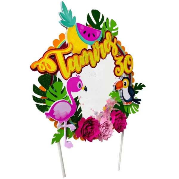 Arquivo digital de corte para topo de bolo no tema Tropical em formato Silhouette Studio.