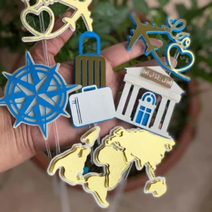 Arquivo digital de topo de bolo no tema Viagem em formato Silhouette Studio para scrapfesta.
