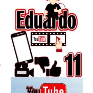 Arquivo digital de topo de bolo no tema Youtube formato Silhouette Studio para papelaria personalizada.