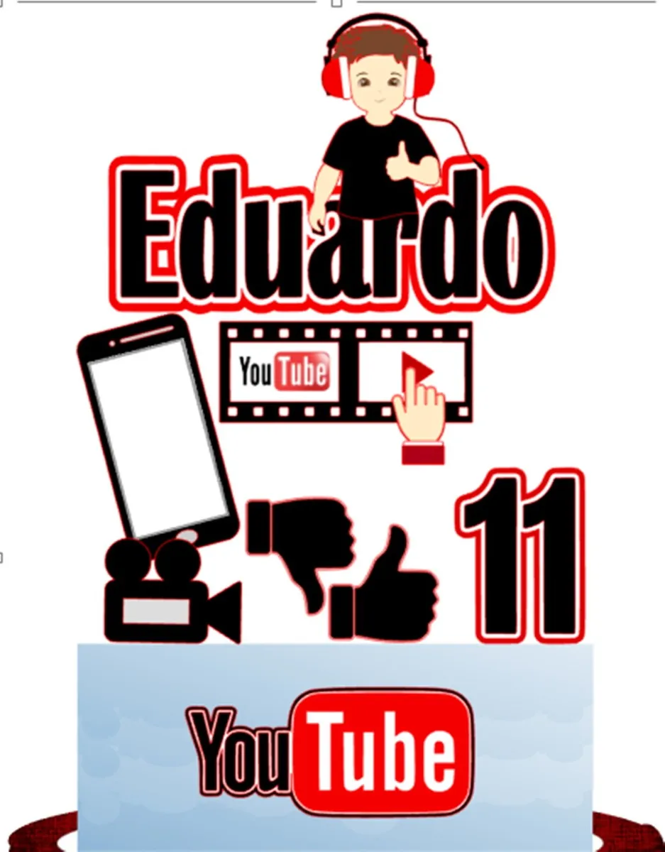 Arquivo digital de topo de bolo no tema Youtube formato Silhouette Studio para papelaria personalizada.