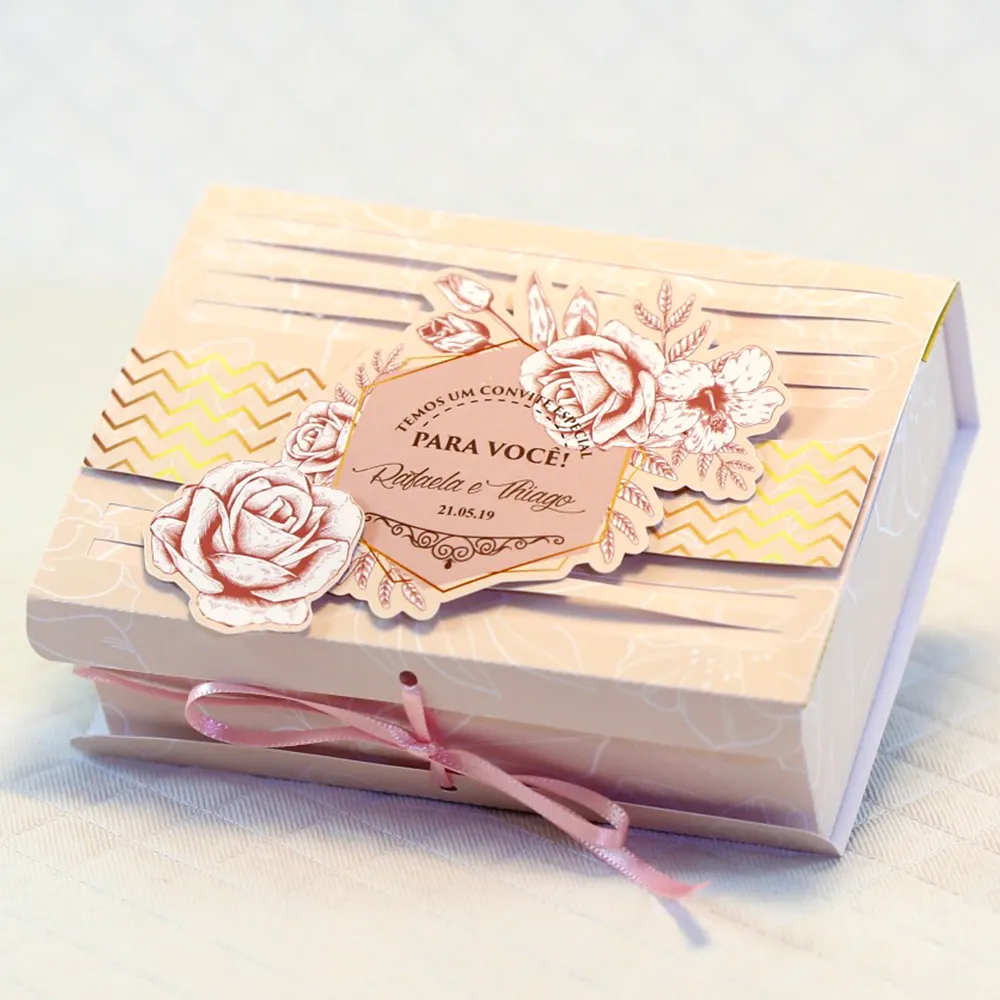 Moldes fáceis de caixas e embalagens decoradas de casamento nos formatos Silhouette Studio e PDF.