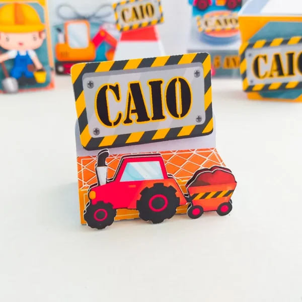 Topper de bolo e elementos de decoração tema construtor prontos para imprimir e recortar em Studio e PDF.
