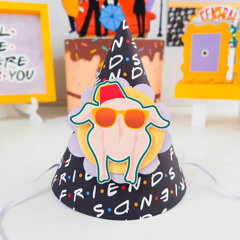 Topper de bolo e elementos de decoração tema Friends pronto para imprimir e recortar.