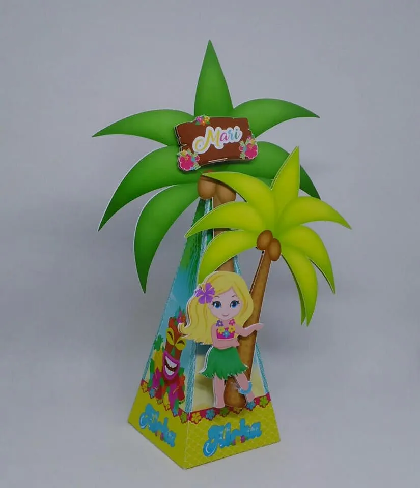 Topo de bolo tropical com flores de hibisco para imprimir e recortar em Studio e PDF.