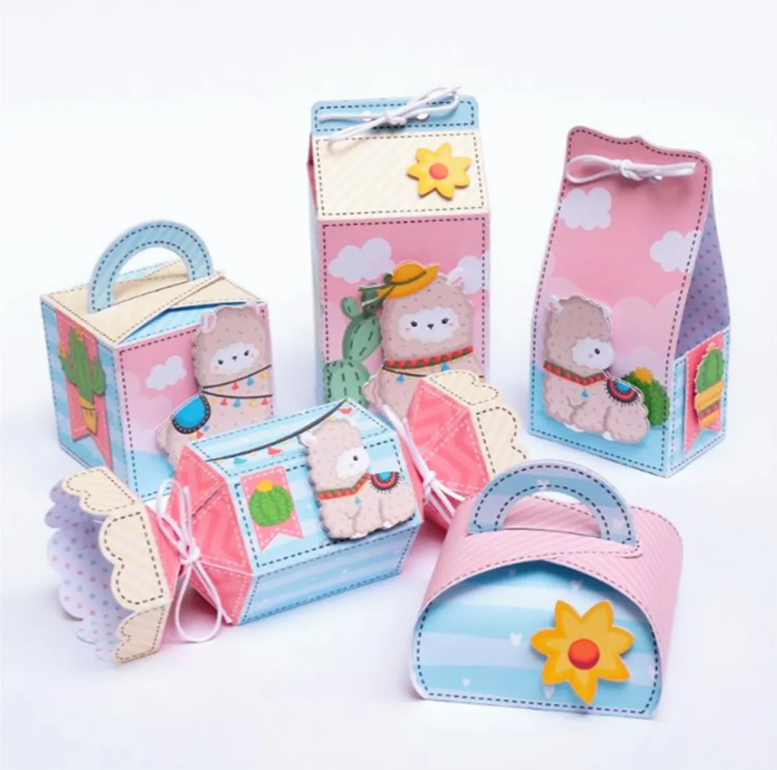 Kit digital de personalizados no tema Lhama e Cactos nos formatos Silhouette Studio e PDF.
