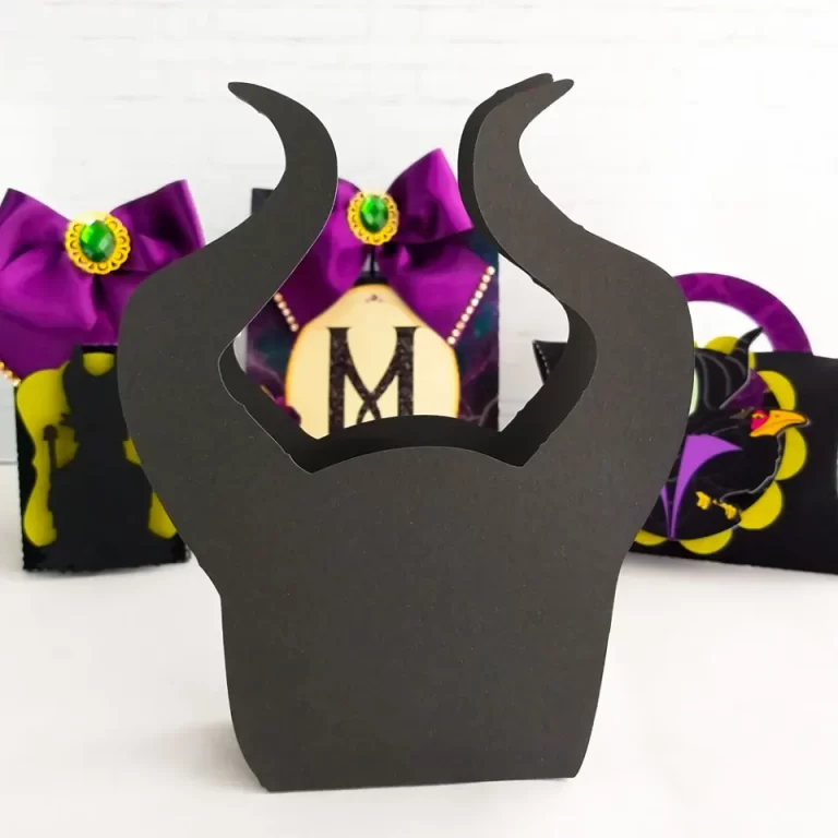 Topper de bolo e elementos de decoração tema Malévola pronto para imprimir e recortar.