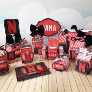 Kit digital de personalizados no tema Netflix nos formatos Silhouette Studio, PNG e PDF.