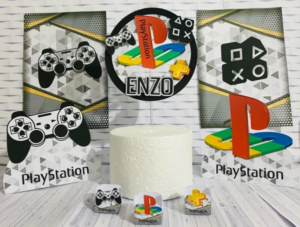 Itens personalizados para aniversário PlayStation em arquivo digital Studio e PDF.