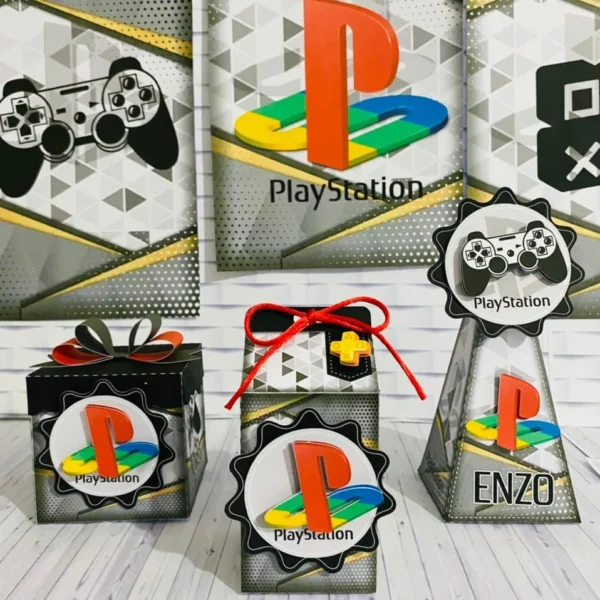 Arquivo digital de corte para itens de festa no tema PlayStation em formatos Studio e PDF.