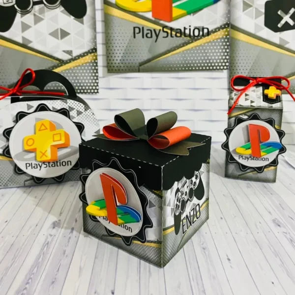 Design de corte para festa de aniversário no tema PlayStation em formatos Studio e PDF.