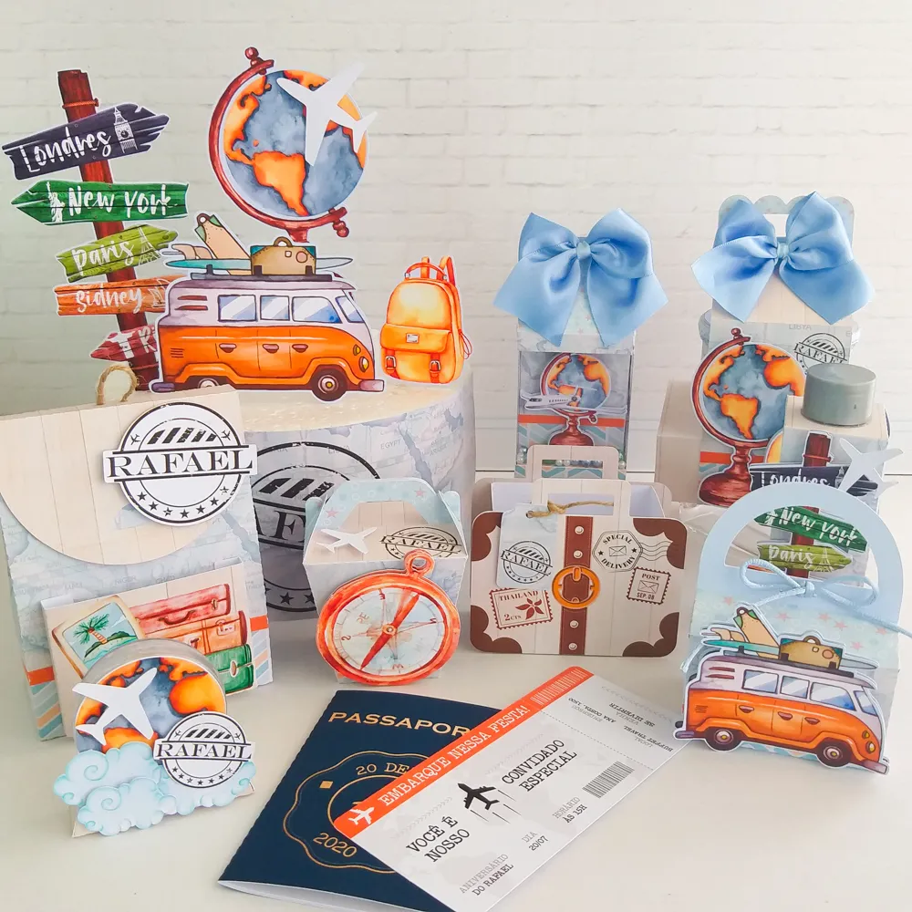 Kit digital de personalizados no tema Viagem e Turismo nos formatos Silhouette Studio e PDF.