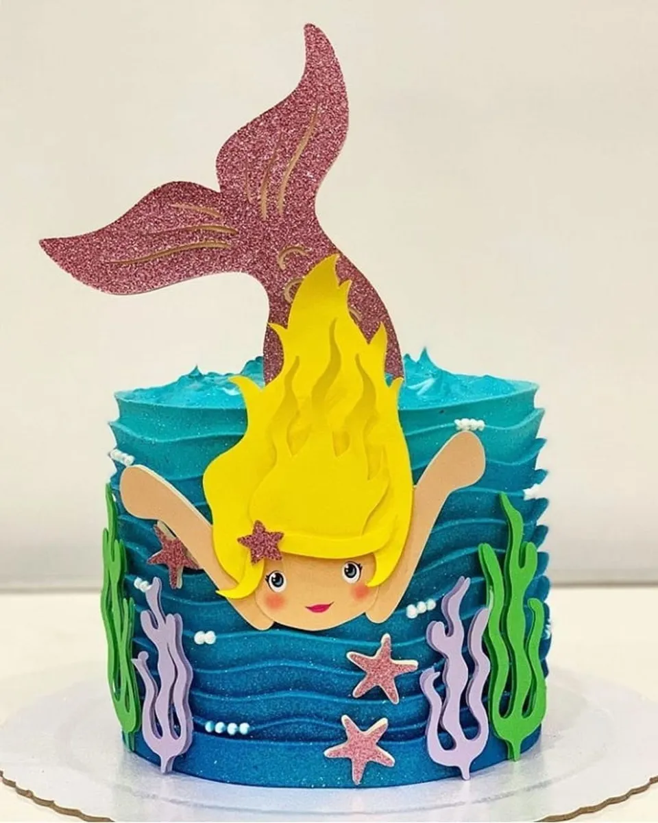 Arquivo topo de bolo sereia cute studio