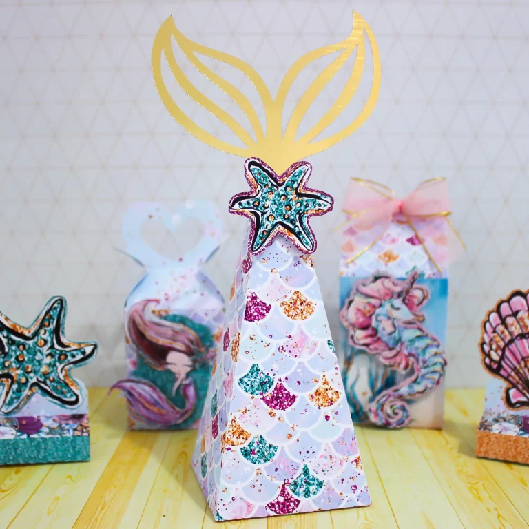 Moldes de scrapfesta para personalizados de aniversário de sereia em formato Silhouette Studio.