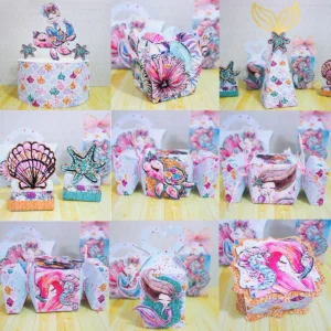 Kit digital de personalizados para arrumação de aniversário no tema Sereia em formato Silhouette Studio.