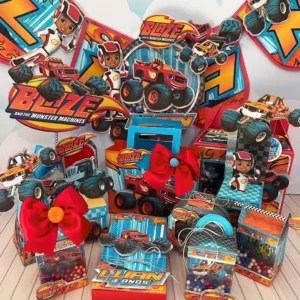 Arquivo digital de corte para itens de festa no tema Blaze e os Monster Machine em formatos Studio, PNG e PDF.