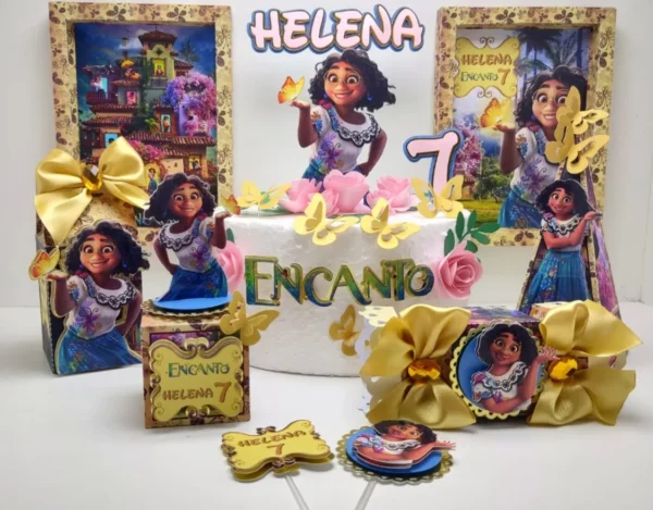 Kit de arquivos digitais para centro de mesa de aniversário tema Encanto Disney para Silhouette Studio.