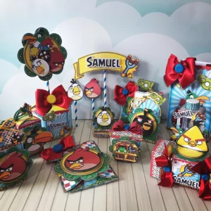 Centro de mesa personalizado dos personagens do Angry Birds nos formatos Studio, PNG e PDF para scrapfesta.